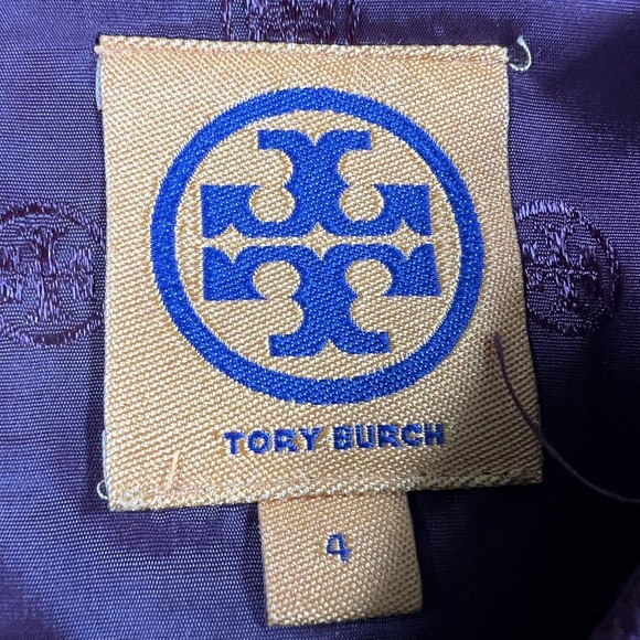 Tory Burch Dress Womens 4 Red Black Sheath Knee Length Leather Trim Military - Picture 3 of 7